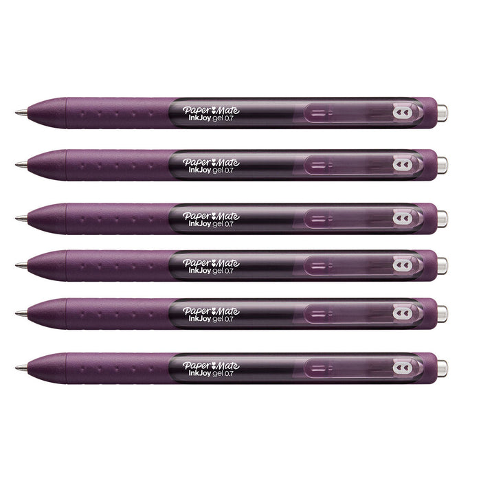 Papermate Inkjoy Gel Pens 0.7 Plum Ink Pack of 6 - PensAndPencils.Net