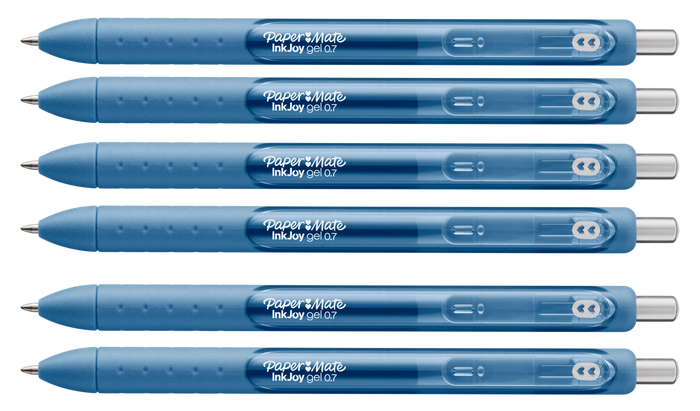 Papermate Inkjoy Gel Slate Blue Medium Retractable 6 Count - PensAndPencils.Net