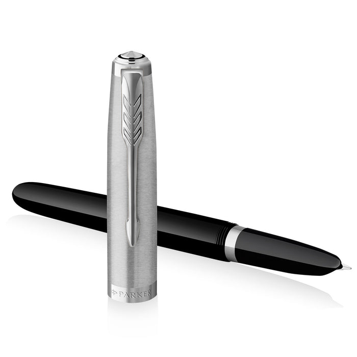 Parker 51 Black Chrome Fountain Pen Fine 2123491 - PensAndPencils.Net