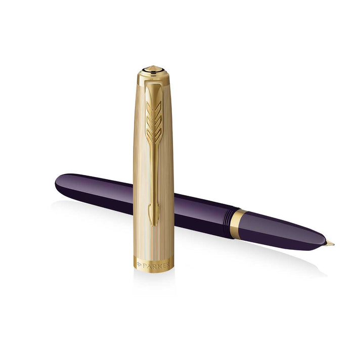 Parker 51 Deluxe Plum Fountain Pen Gold Trim Fine