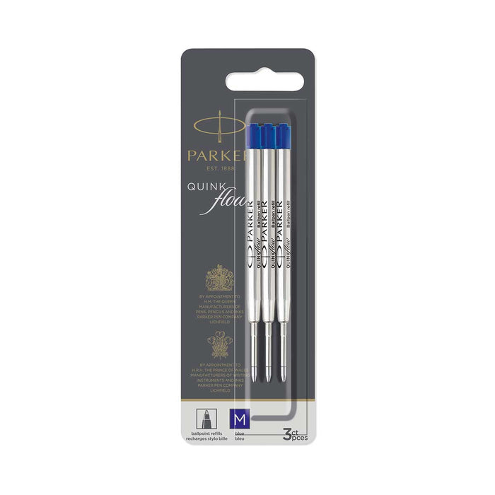 Parker Ballpoint Refills Blue Medium Pack Pack Of 3 - PensAndPencils.Net