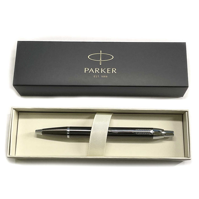 Parker IM Ballpoint Pen Gunmetal Chrome Trim, Black Ink, Gift Boxed - PensAndPencils.Net