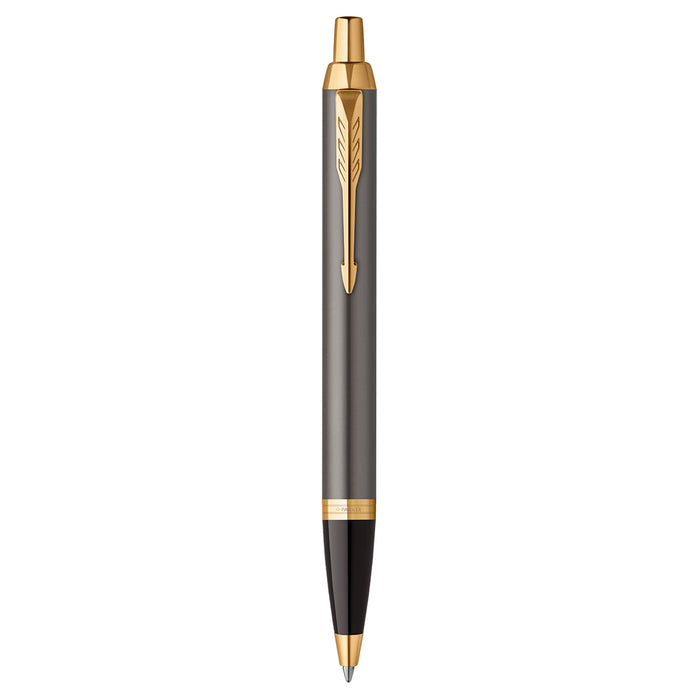 Parker IM Grey Gold Trim Ballpoint Pen Black Ink 2213843