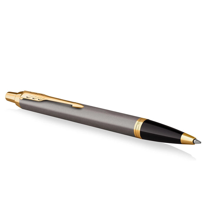 Parker IM Grey Gold Trim Ballpoint Pen Blue Ink 2213843