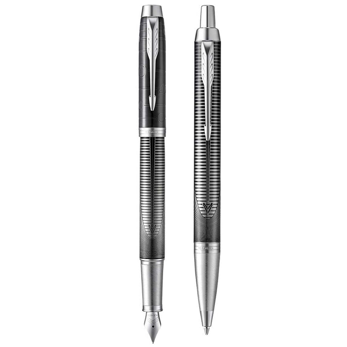 Parker IM Metallic Pursuit Fountain Pen Medium and Ballpoint Gift Set