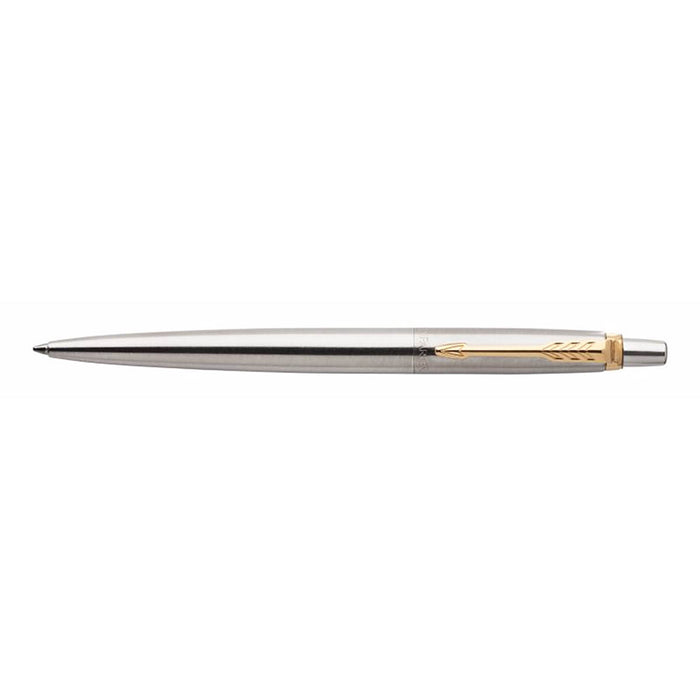 Parker Jotter Ballpoint Pen Stainless Steel Gold Clip and Trim Blue Ink In Parker Gift Box New Style Clip  Parker Ballpoint Pen