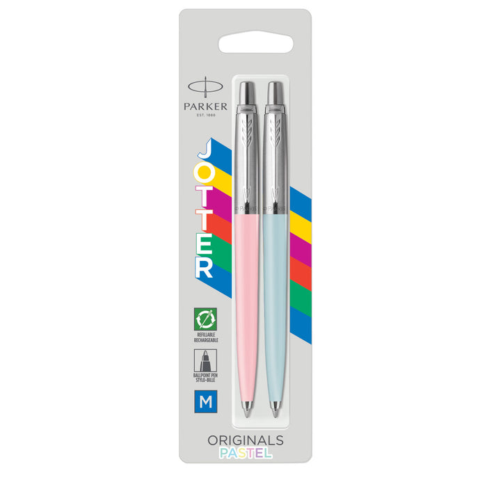 Parker Jotter Pastel Blue and Pink Ballpoint Pens Blue Ink