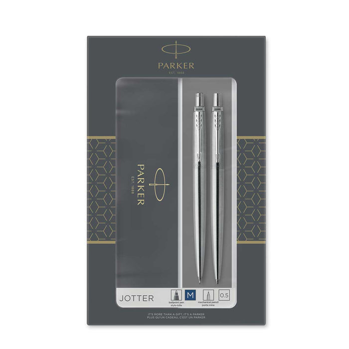Parker Jotter Stainless Steel Brushed Chrome Pen and Pencil Set  Parker Mechanical Pencils