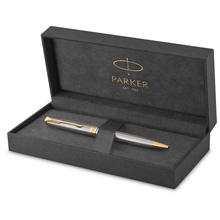 Parker Sonnet Ballpoint Pen Stainless Steel Gold Trim With Gift Box 1931507