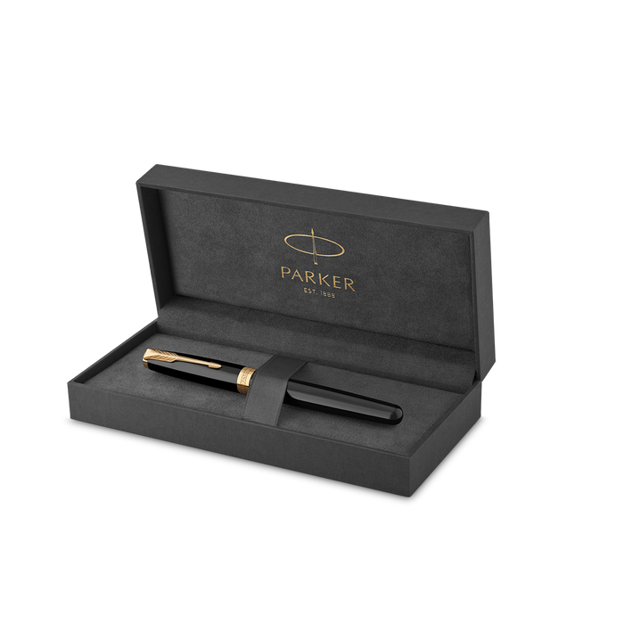 Parker Sonnet Black Gold Trim Rollerball Pen 1931496  Parker Rollerball Pens