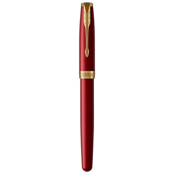 Parker Sonnet Red Gold Trim Rollerball Pen 1931475