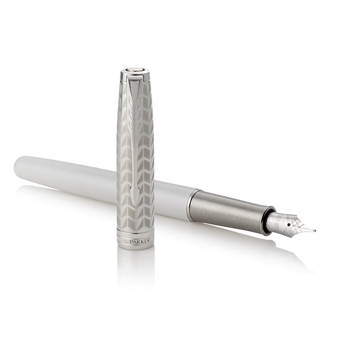 Parker Sonnet Sonnet Metal &amp; Pearl Lacquer CT 18K Solid Gold Palladium Nib with Notebook and Organizer  Parker Fountain Pens