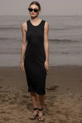Pebble Dress - Black Hemp Rib - Heidi Merrick