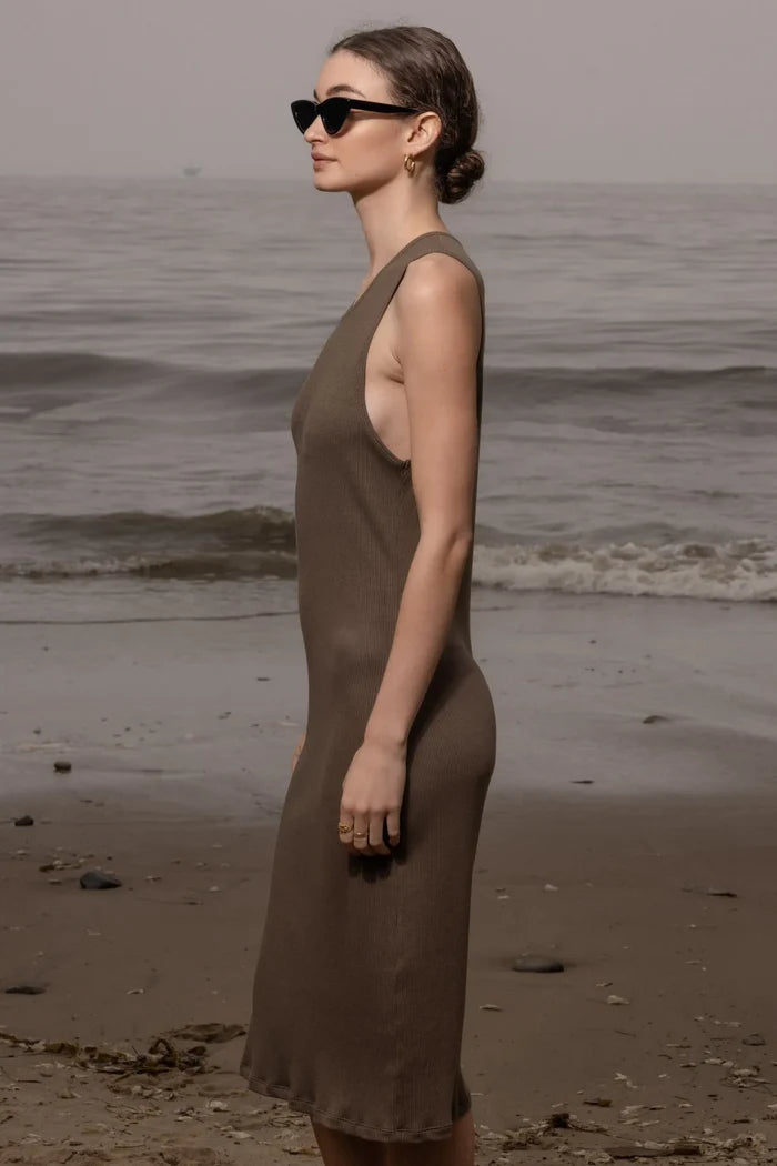 Pebble Dress - Stone Hemp Rib - Heidi Merrick