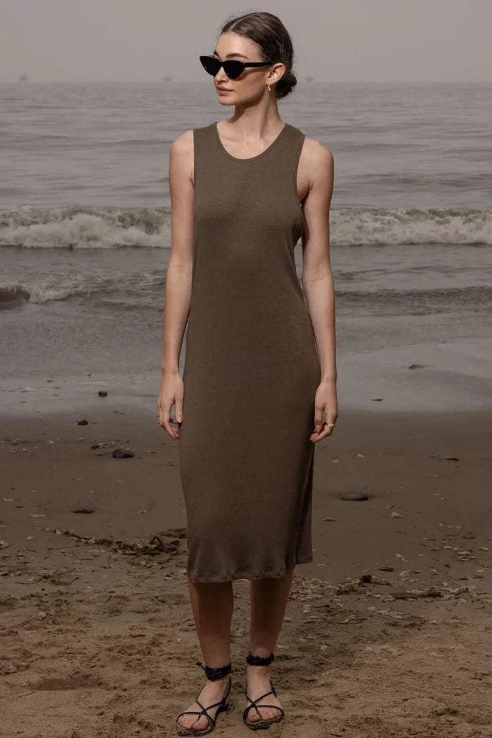 Pebble Dress - Stone Hemp Rib - Heidi Merrick