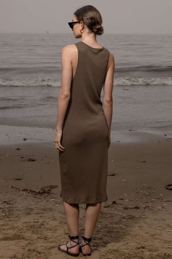 Pebble Dress - Stone Hemp Rib - Heidi Merrick