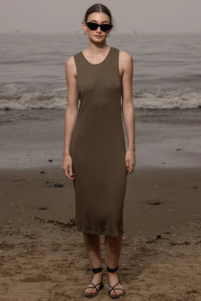 Pebble Dress - Stone Hemp Rib - Heidi Merrick