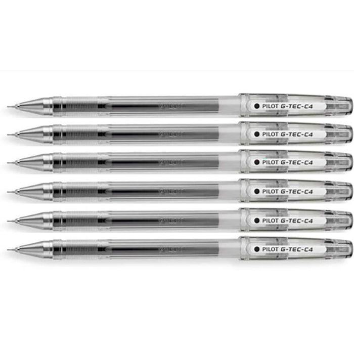 Pilot G-Tec C4 Gel Ultra Fine Black Rollerball Pen Pack of 6