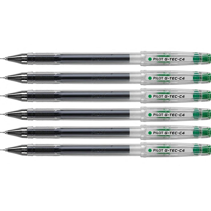 Pilot G-Tec C4 Gel Ultra Fine Green Thin Writing Rollerball Pen Pack of 6