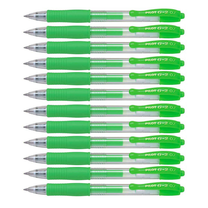 Pilot G2 Neon Green, Fine Gel Pen, 0.7MM - 13956 Dozen  Pilot Gel Ink Pens
