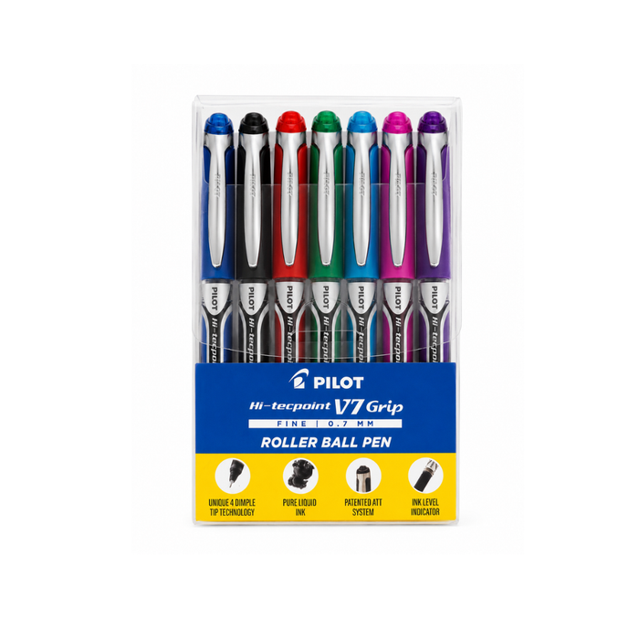 Pilot Hi-Tecpoint V7 Grip Roller Ball Pen Set