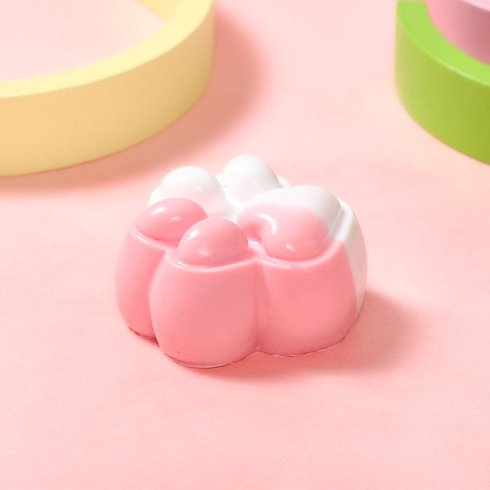 Pink &White Pastel Two-Tone Cat Paw Taba Squishy