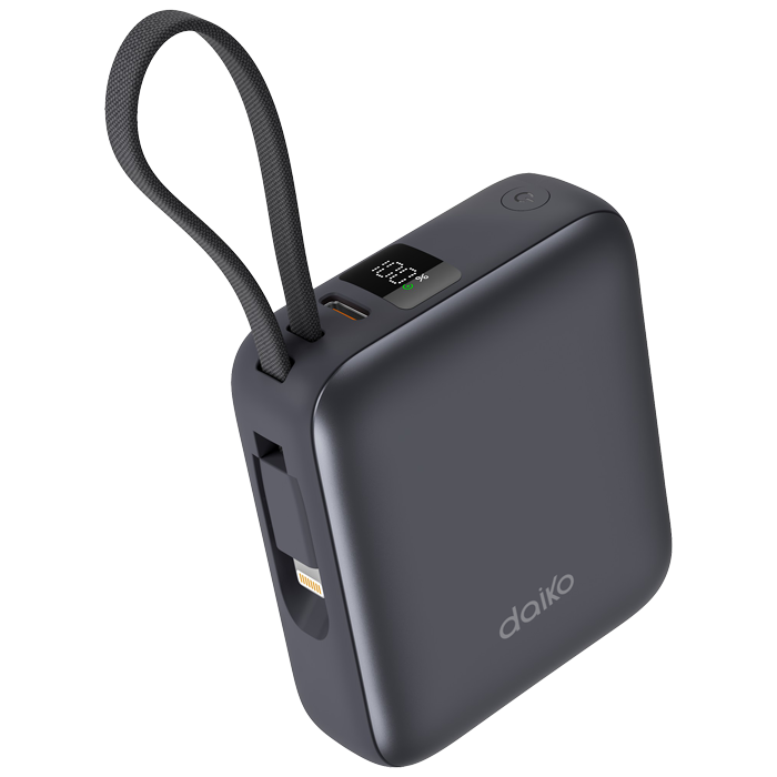 Powerbank Daiko 10000mAh charge rapide USB-C écran d'affichage gris