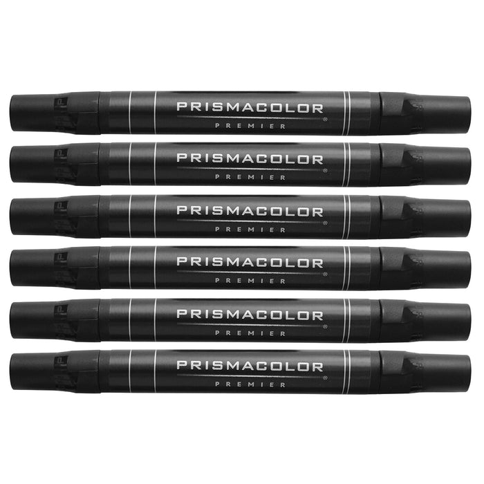 Prismacolor Premier Dual Ended Art Markers Chisel / Fine Black PM-98 Pack of 6