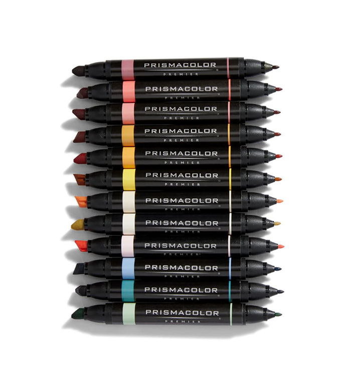 Prismacolor Premier Midtone art Markers Set of 12 Dual Ended Chisel and Fine Tips 2173308