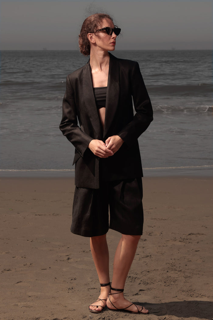 Rodeo Shorts - Black Linen - Heidi Merrick