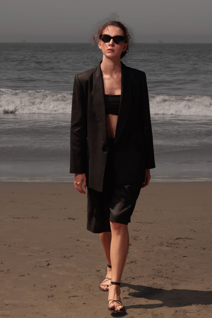 Rodeo Shorts - Black Linen - Heidi Merrick