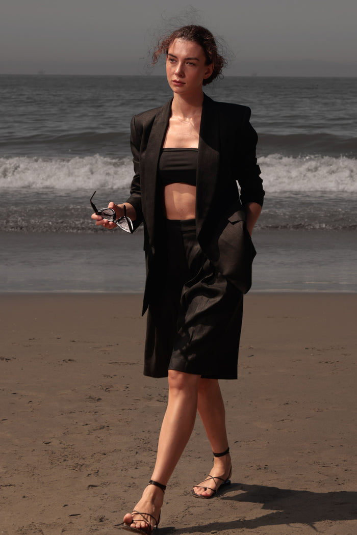 Rodeo Shorts - Black Linen - Heidi Merrick