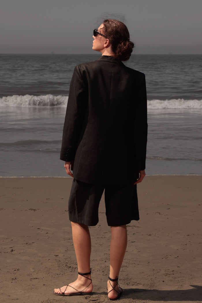 Rodeo Shorts - Black Linen - Heidi Merrick