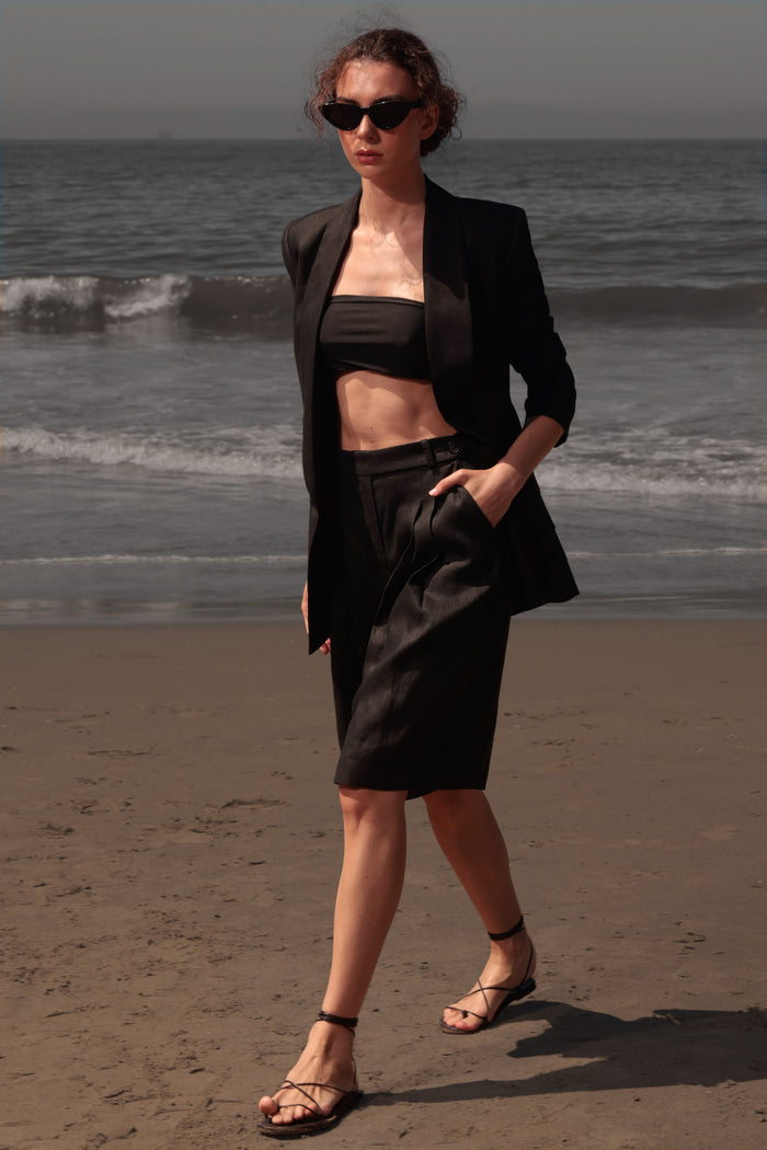 Rodeo Shorts - Black Linen - Heidi Merrick