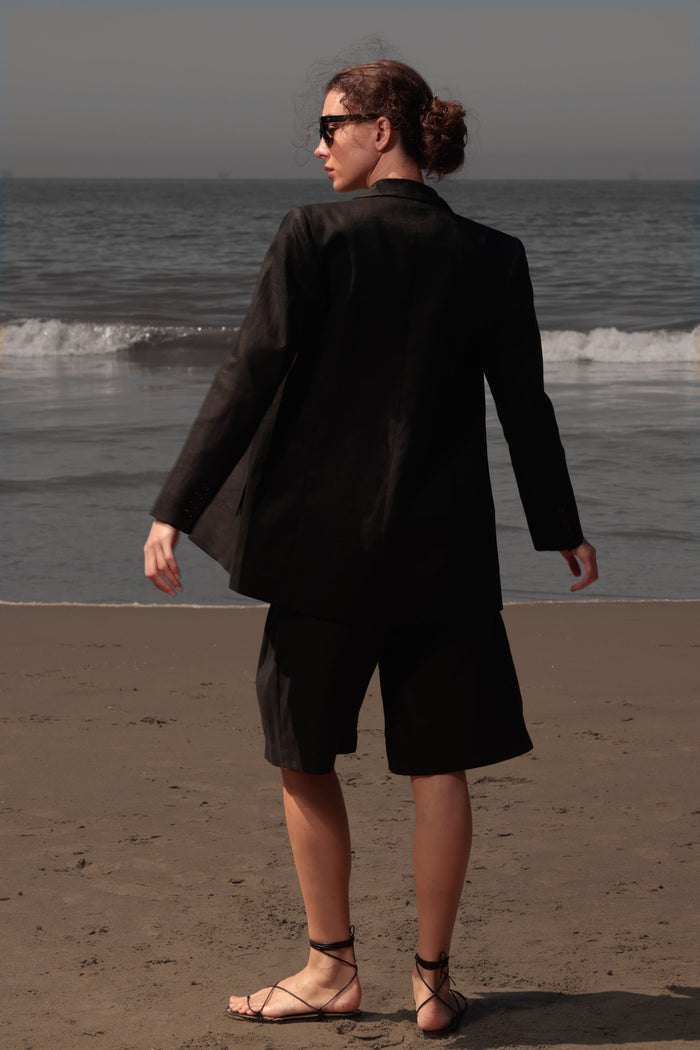 Rodeo Shorts - Black Linen - Heidi Merrick