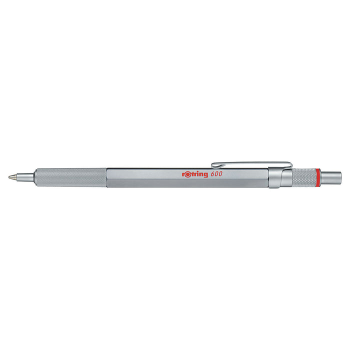 Rotring 600 Silver Full Metal Ballpoint Pen, Black Ink  Rotring Ballpoint Pen