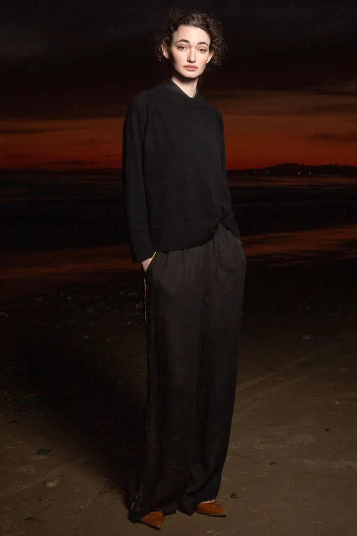 Sahara Pant - Noir Tissue Linen - Heidi Merrick