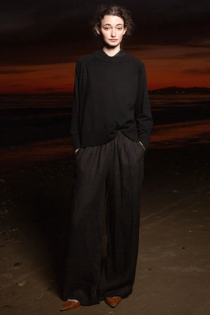 Sahara Pant - Noir Tissue Linen - Heidi Merrick