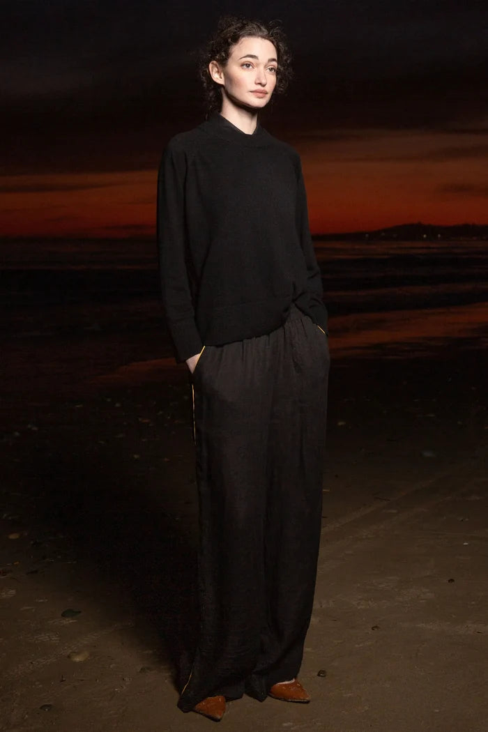 Sahara Pant - Noir Tissue Linen - Heidi Merrick