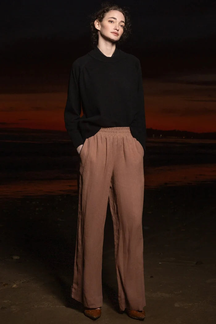 Sahara Pant - Sable Tissue Linen - Heidi Merrick