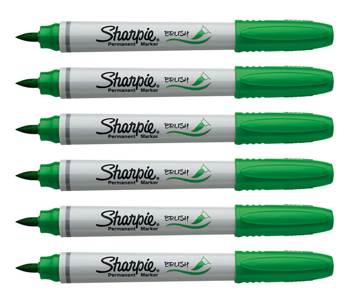 Sharpie Brush Tip Marker Green Pack Of 6 - PensAndPencils.Net