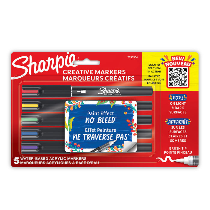 Sharpie Creative Markers Brush Tip Pack of 5 Assorted Colors  No Bleed - PensAndPencils.Net