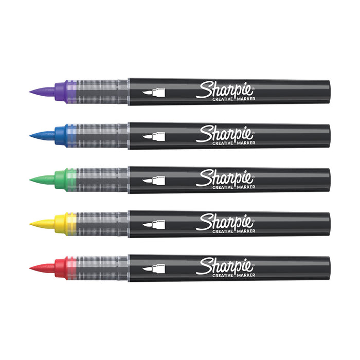 Sharpie Creative Markers Brush Tip Pack of 5 Assorted Colors  No Bleed - PensAndPencils.Net