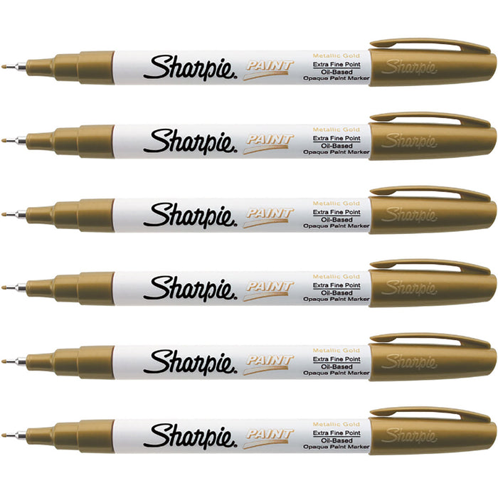 Sharpie Gold Metallic Paint Markers Extra Fine Point Pack Of 6 - PensAndPencils.Net