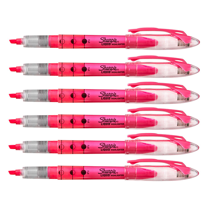 Sharpie Liquid Highlighter Pink Narrow Chisel Tip Pack Of  6  Sharpie Highlighter
