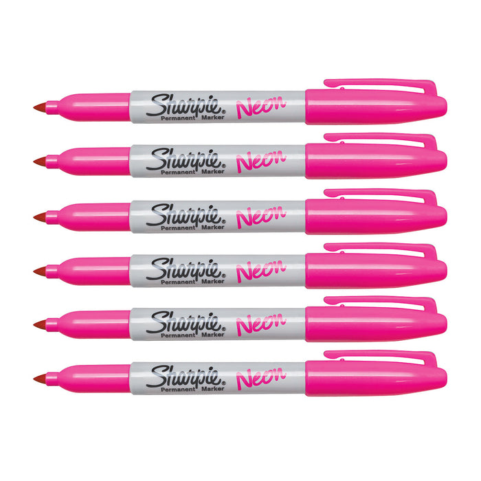 Sharpie Neon Pink Fine Point Permanent Marker Pack of 6