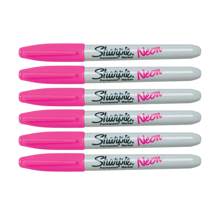 Sharpie Neon Pink Fine Point Permanent Marker Pack of 6