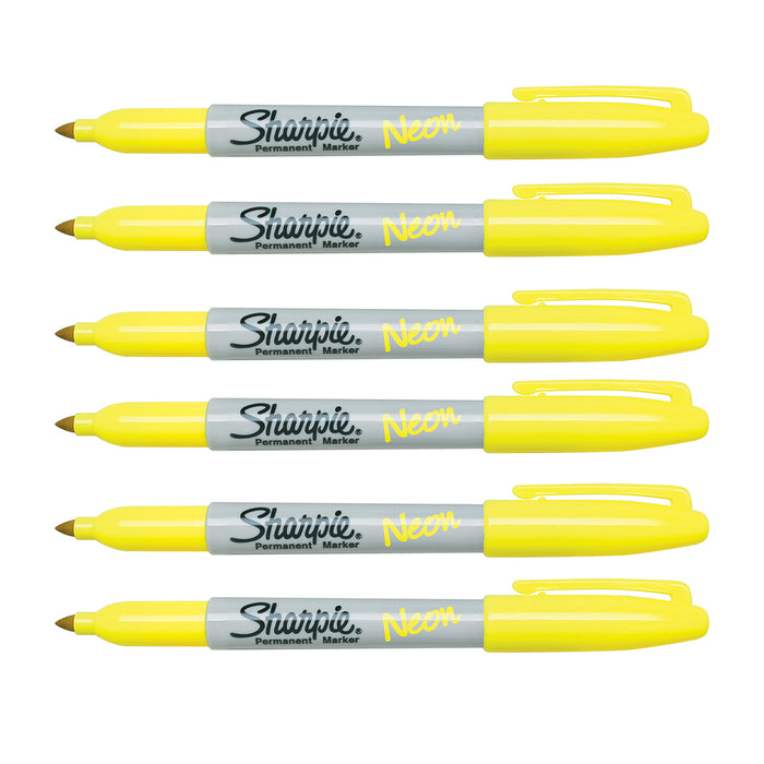 Sharpie Neon Yellow Fine Point Permanent Markers Pack of 6  Sharpie Markers