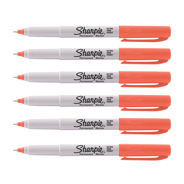 Sharpie Orion Orange, Ultra Fine Point Permanent Markers Pack of 6 - PensAndPencils.Net