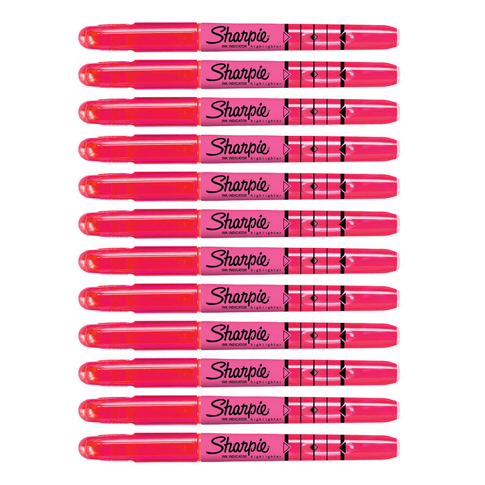 Sharpie Pink Highlighter Stick Chisel Tip with Ink Indicator and Pocket Clip Dozen  Sharpie Highlighter
